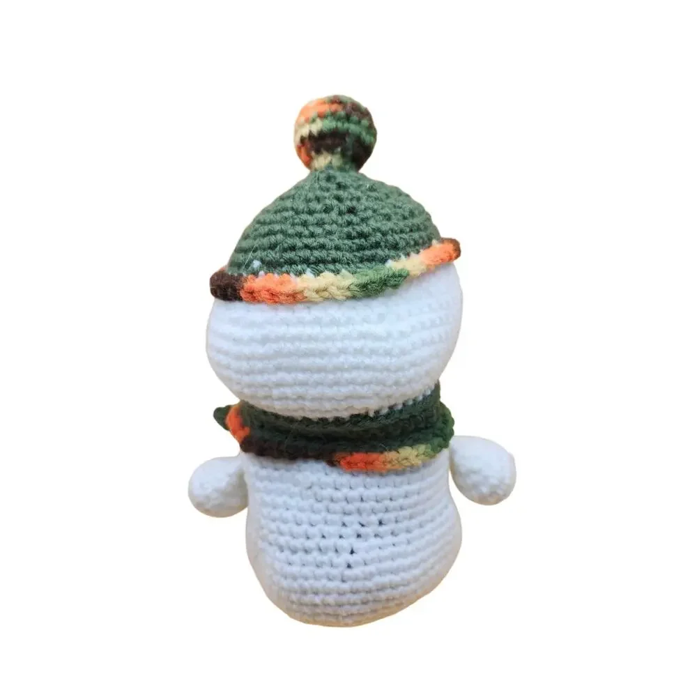 Hand Crocheted Amigurumi Snowman Trinket Box Storage Figure Statuette 9 Inches